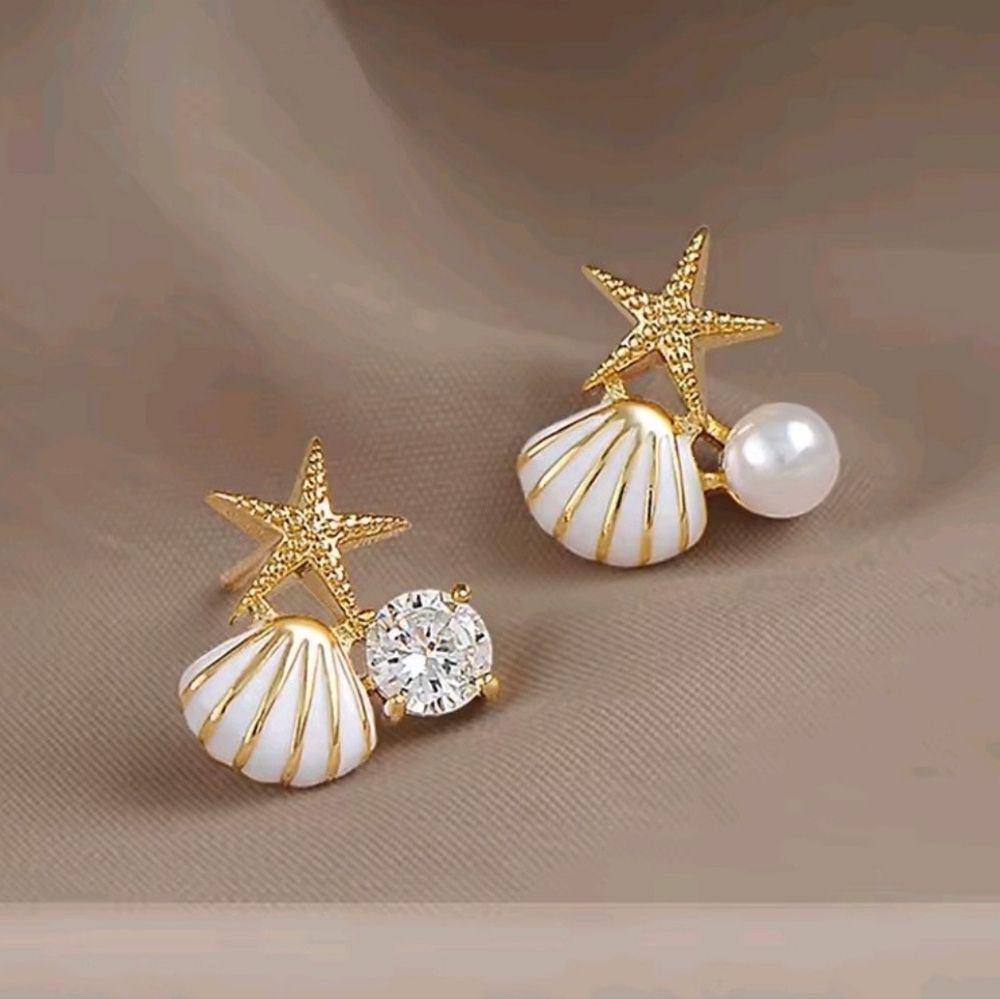 Starfish Seashell Earrings